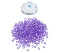 800 perles lettres bracelet, 1 rouleau de cordon élastique, perles lettres rondes, perles lettres transparentes violettes, perles bracelet