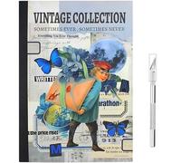 800+ Pièces Autocollants pour Scrapbooking Scrapbooking Stickers Rétro Autocollant Scrapbooking Matériel Scrapbooking pour Scrapbooking DIY Artisanat Art Décoration 24 Feuilles Bleu