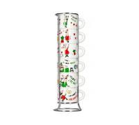 Bialetti – Service à expresso Italy – 6 tasses avec support – Porcelaine multicolore