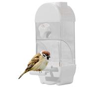 800g Transparent House-Shaped Automatic Bird Feeder with Anti-Waste Design | 10x7.5x24.5cm PP Dispenser | Cage Grain Container for Parrots | Clear Refillable Bird Seed for