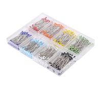 800Pcs Épingle droite à tête ronde, épingles à tête de verre colorée, 38mm long, Pour Couture Quilting Ornement de carte DIY Artisanat
