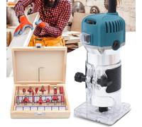 800W Fraiseuse de bord Electric Hand Défonceuse à bois 15pcs Set de fraises pour fentes de bois Décoration bricolage, découpe à l'arc électrique Bricolage