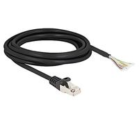 DeLOCK Câble RJ50 mâle vers fils S/FTP 3m noir - AWG26, gaine Nylon/PVC, blindage S-STP, conforme CE, pour applications de contrôle et mesure