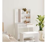 802810 vidaXL Coiffeuse avec miroir Blanc brillant 74,5x40x141 cm
