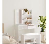 Coiffeuse Avec Miroir Pleine Longueur & Rangement Multi-Couches 74,5x40x141 Cm Multicolore