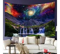 803 Tapisserie Tenture Montagne Chûte D'Eau Couleur Galaxie Starry Sky Fantaisie Paysage Rivière Tapisserie Psychédélique Personnalisée Tenture Murale, Pour Fête, Mariage, 130x150cm