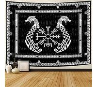 803 Tapisserie Tenture Nordic Viking Dragon Mysterious Norse Mythology Rune Noir Et Blanc Tapisserie Murale À Suspendre Personnalisée Cadeau Tapisseries, Pour Dortoir, Mur Art, 150x200cm