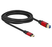 80614 Câble USB B mâle, USB C mâle plaqué or 3 mètres noir 5Gbps DELOCK