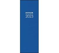 808-0015 Agenda de bureau 2023 Bleu 10,4 x 29,6 cm 1 jour sur 1 page Couverture en lin avec perforation d'angle et ruban marque-page