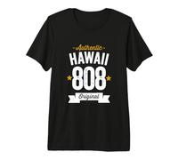 808 Hawaï Code régional en Vieilli Authentique État américain foncé T-Shirt Haut de Gamme