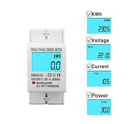 80A Din rail Single Phase Two Wire LCD Digital Display Power Consumption Meter AC 220V 230V 50Hz/60Hz AUOQKQUT(With backlight)