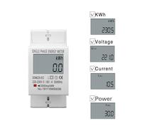 80A Din rail Single Phase Two Wire LCD Digital Display Power Consumption Meter AC 220V 230V 50Hz/60Hz AUOQKQUT(Without backlight)
