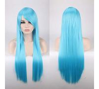 80CM 31 `` Perruques Cosplay Faux Cheveux Synthétiques Résistants À La Chaleur Noir Bleu Marron Blonde Russe Perruques Droites Brésiliennes + Casquette Perruques Une Taille Longue Perruque Droite 24