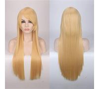 80CM 31 `` Perruques Cosplay Faux Cheveux Synthétiques Résistants À La Chaleur Noir Bleu Marron Blonde Russe Perruques Droites Brésiliennes + Casquette Perruques Une Taille Longue Perruque Droite 9