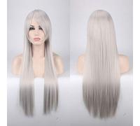 80CM 31 '' Perruques Cosplay Faux Cheveux Synthétiques Résistants À La Chaleur Noir Bleu Marron Blonde Russe Perruques Droites Brésiliennes + Casquette Perruques Une Taille Longue Perruque Droite 21