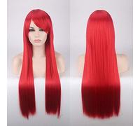 80CM 31 `` Perruques Cosplay Faux Cheveux Synthétiques Résistants À La Chaleur Noir Bleu Marron Blonde Russe Perruques Droites Brésiliennes + Casquette Perruques Une Taille Longue Perruque Droite 23
