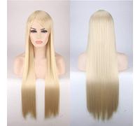 80CM 31 `` Perruques Cosplay Faux Cheveux Synthétiques Résistants À La Chaleur Noir Bleu Marron Blonde Russe Perruques Droites Brésiliennes + Casquette Perruques Une Taille Longue Perruque Droite 15