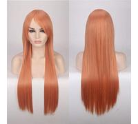 80CM 31 `` Perruques Cosplay Faux Cheveux Synthétiques Résistants À La Chaleur Noir Bleu Marron Blonde Russe Perruques Droites Brésiliennes + Casquette Perruques Une Taille Longue Perruque Droite 10