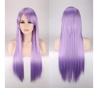 80CM 31 `` Perruques Cosplay Faux Cheveux Synthétiques Résistants À La Chaleur Noir Bleu Marron Blonde Russe Perruques Droites Brésiliennes + Casquette Perruques Une Taille Longue Perruque Droite 17