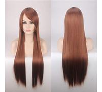 80CM 31 `` Perruques Cosplay Faux Cheveux Synthétiques Résistants À La Chaleur Noir Bleu Marron Blonde Russe Perruques Droites Brésiliennes + Casquette Perruques Une Taille Longue Perruque Droite 13