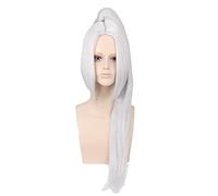 80cm Anime Fate Grand Order Silver White Black Long Cosplay Wig With Claw Ponytail Synthetic Hair Halloween Costume Wigs For Men OneSize silverwhite