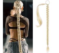 volumoon 80CM Extension Cheveux Queue de Cheval, Extensions de Cheveux à Tresser, Ponytail Cheval avec Attache Cheveux, Postiche Queue de Cheval Synthétique, Accessoires de Cheveux pour Femmes