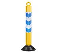 80cm Reflective Traffic Cones - Durable PU Parking Bollards with Base Plate for Driveway and Road(Yellow+blue,I pack)