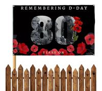 80e Anniversaire Drapeau d'atterrissage du Jour J, 80e Anniversaire Drapeau Jour J | 5FTx3FT Drapeau Intérieur - Drapeau de Jardin Anniversaire Extérieur Drapeau Intérieur pour Fête d'atterrissage du