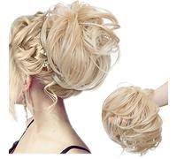 80G Grand Chignon Chouchou Ondulé Elastique Synthétique - Postiche Queue de cheval - Extension de Cheveux Chignon Epais Donut - Blond Foncé à Blond Très Clair