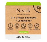 Niyok® Shampooing Solide 2-en-1 "Green Touch" (80g) • Soin Capillaire Vegan & Naturel • Après-Shampooing Inclus • 100% Cosmétique Naturel • Sans Plastique