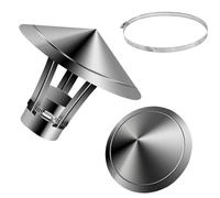 80mm 150mm 250mm 300mm Chapeau Cheminée Rond Chapeau de Pluie de Toit en 201 Acier Inoxydable Couvercle de Cheminée Capot de Conduit Hotte de Ventilation Extérieur(130 mm/5.12 in)