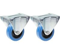 80mm 3" castor blue rubber fixed strong 280kg capacity, set of 2