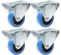 80mm 3" castor blue rubber fixed strong 560kg capacity, set of 4