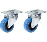 80mm 3" castor blue rubber swivel strong 280kg capacity, set of 2