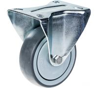 80mm 3" castor grey rubber tyre fixed strong 80kg capacity