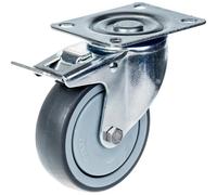 80mm 3" castor grey rubber tyre swivel with brake strong 80kg capacity