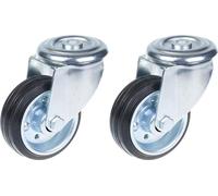 80mm 3" castor rubber tyre, swivel, strong 140kg capacity, set of 2