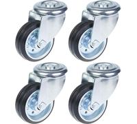 80mm 3" castor rubber tyre, swivel, strong 280kg capacity, set of 4