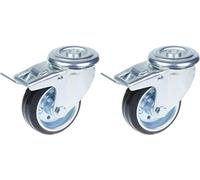 80mm 3" castor rubber tyre, swivel with brake, strong 140kg capacity, set of 2