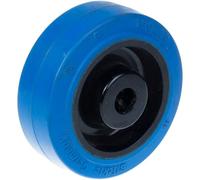 80mm 3" wheel blue rubber with nylon centre strong 280kg capacity, set of 2