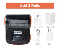 80mm Mini imprimante thermique de reçu Portable Mobile billet facture imprimante pour Android IOS Windows sans fil Bluetooth imprimante thermique - Type Orange 3Rolls