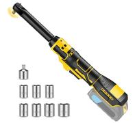 80N.m Ensemble de clé à cliquet électrique 3/8" étendue Compatible avec Dewalt 18V 20V, kit de clé à cliquet sans fil de 16 cm avec 7 douilles, adaptateur 1/4", clé à cliquet motorisée avec éclairage