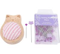 80pcs Crayons à coudre strass et tête de chat Longue ligne droite sur coussinets d'aiguille à rayures pour projets d'artisanat