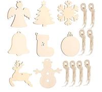 80pcs Embellissements en Bois Pendentif Arbre de Noël à Suspendre - Ornement de Pendentifs Disques de Tranches de Bois pour Décoration de Festival