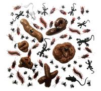 80pcs Fausses bogues de Merde Prank Set 6 Formes de Merde + 6 Insectes d'imitation avec Sac drôle bâillon pour Les imbéciles, Halloween