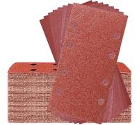 80PCS Feuilles Abrasif 93x185mm Mixte Grain Papier de Verre 8 Trous Rectangulaire pour Ponceuse
