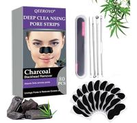 80Pcs Patch Point Noir, Point Noir Nez, Bandes Tire-Comédons au Charbon de Bambou, Éliminent l’Excès de Sébum et Débouchent les Pores, Convient à Toutes les Peaux