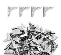 80pcs Protections d'Angle de Livre, Vintage Couvertures d'Angle de Livre Métal Protection de Bord de Photo Décorative avec Boîte de Rangement pour Album Menu Dossier Carnet (Argent)