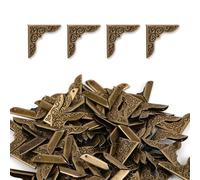 80pcs Protections d'Angle de Livre, Vintage Couvertures d'Angle de Livre Métal Protection de Bord de Photo Décorative avec Boîte de Rangement pour Album Menu Dossier Carnet (Bronze Antique)