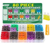 80pcs Standard Fusible Voiture, 2a 3a 5a 7.5a 10a 15a 20a 25a 30a 35a 40a Plats Moyenne Fusibles Automobile + 1extracteur - Pour Fusibles Auto Moto Truck Rv Camion